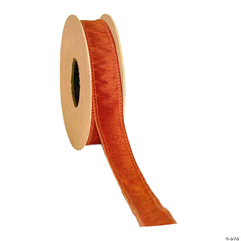 1 Piece(s): LaRibbons 1" Wired Dupioni Ribbon - Pumpkin - 10 Yard Roll | USA Decoration®