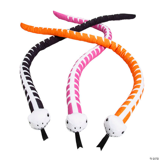 Per Dozen: 45" Halloween Black, Orange & Pink Skeleton Stuffed Snakes - 12 Pc. | USA Decoration®