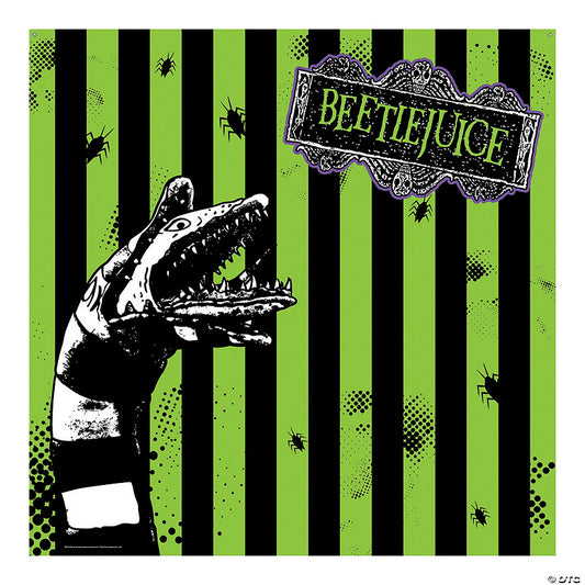 6 Ft. x 6 Ft. Beetlejuice™ Black Green Polyester Backdrop Banner | USA Decoration®
