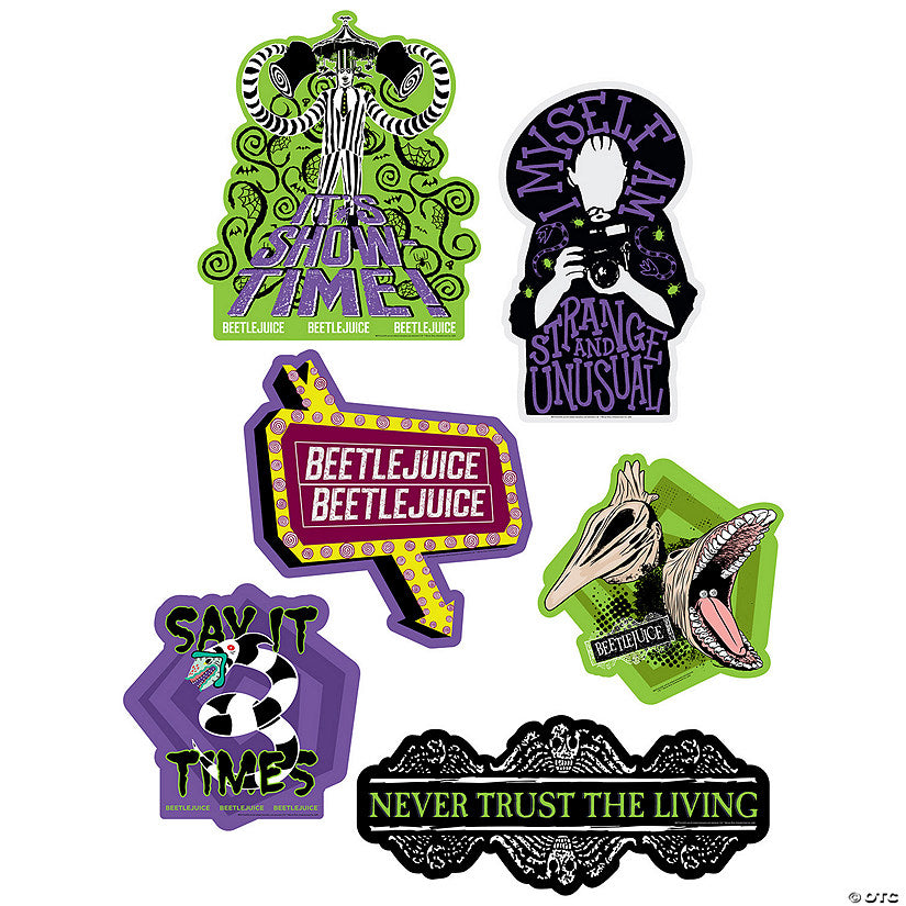 8 3/4" – 16 1/2" Beetlejuice™ Characters Quotes Cardstock Wall Cutouts - 6 Pc. | USA Decoration®