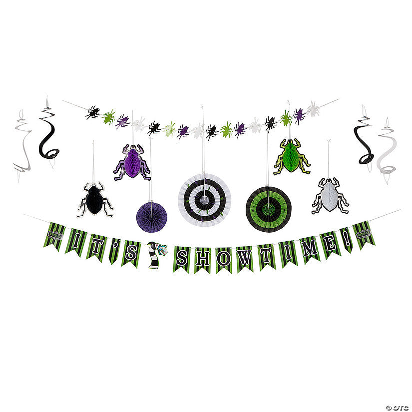 Beetlejuice™ Party It’s Showtime Multicolor Hanging Decorations Kit - 16 Pc. | USA Decoration®