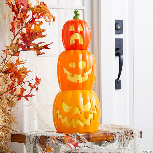 1 Set(s): 8" – 8 1/2" Halloween Stackable Nesting Jack-O’-Lanterns Set - 3 Pc. | USA Decoration®