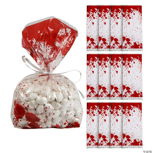 5" x 11 1/2" Halloween Horror Party Bloody Cellophane Bags - 12 Pc. halloween