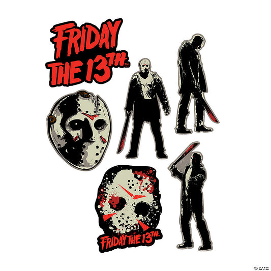 6 Piece(s): 15 3/4" - 23" Friday the 13th Jason Voorhees Cardstock Wall Cutouts - 6 Pc. | USA Decoration®