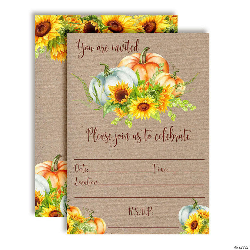 40 Piece(s): AmandaCreation Pumpkin and Sunflower Celebrate Invites 40pc. | USA Decoration®