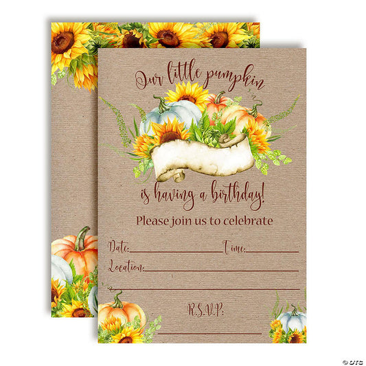 40 Piece(s): AmandaCreation Pumpkin and Sunflower Birthday Invites 40pc. | USA Decoration®