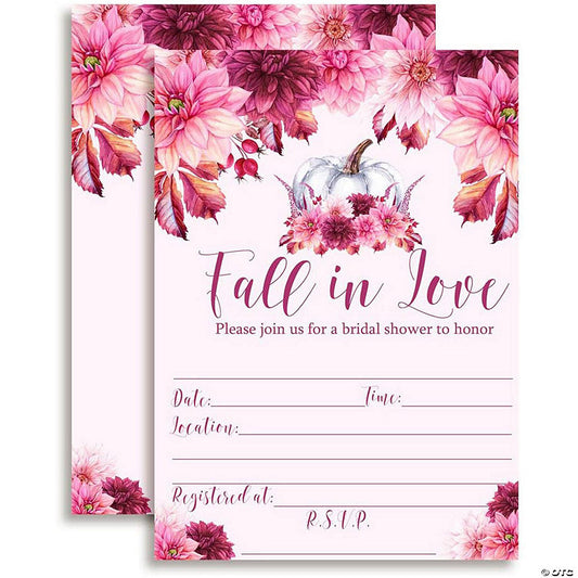 40 Piece(s): AmandaCreation Pink Dahlia and Pumpkin Bridal Shower Invites 40pc. | USA Decoration®