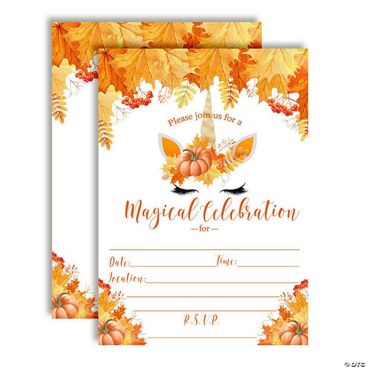 40 Piece(s): AmandaCreation Pumpkin Unicorn Face Invites 40pc. | USA Decoration®