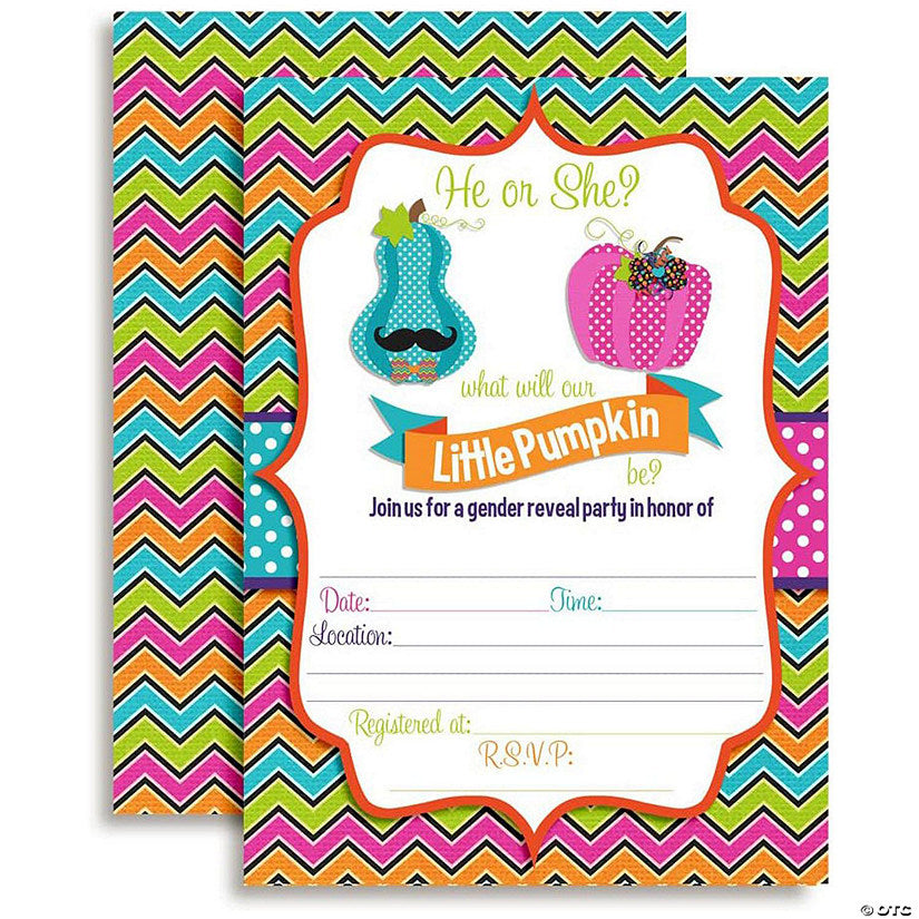 40 Piece(s): AmandaCreation Pumpkin Gender Reveal Invites 40pc. | USA Decoration®