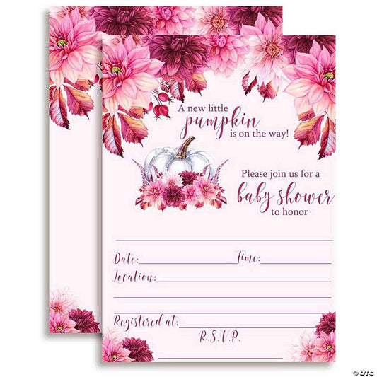 40 Piece(s): AmandaCreation Watercolor Dahlia Pumpkin Baby Invites 40pc. | USA Decoration®