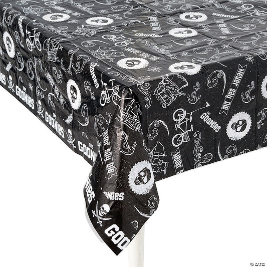 54" x 108" The Goonies™ Black White Plastic Tablecloth | USA Decoration®