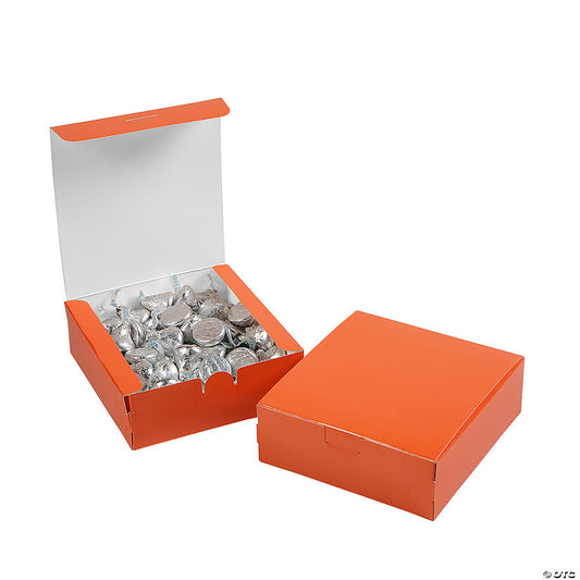 5" x 4 1/2" x 2" Orange Square Cardstock Party Favor Boxes - 12 Pc. halloween