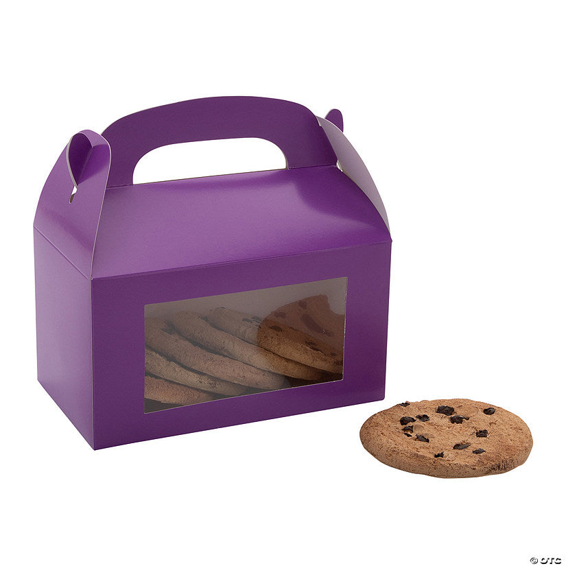 6" x 7" Purple Cardstock Treat Boxes with Display Window - 12 Pc. halloween