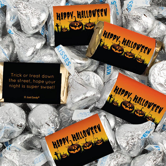 128 Piece(s): 128 Pcs Halloween Candy Party Favors Hershey's Miniatures & Kisses - Pumpkins | USA Decoration®