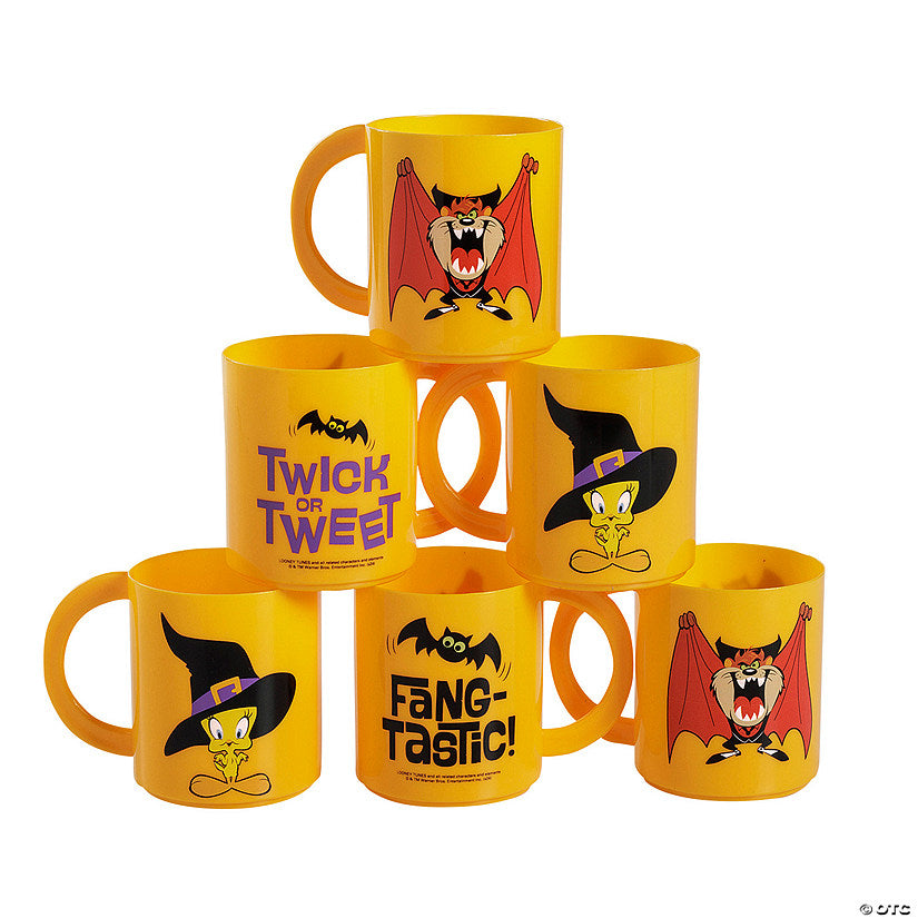 8 oz. Looney Tunes™ Halloween Tazmanian Devil Tweety Bird Plastic Mugs - 12 Pc. | USA Decoration®