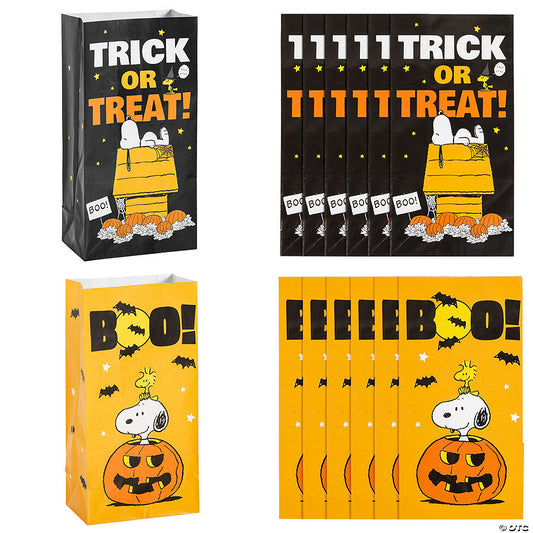 5 1/4" x 10" Peanuts® Snoopy Woodstock Halloween Paper Treat Bags - 12 Pc. | USA Decoration®