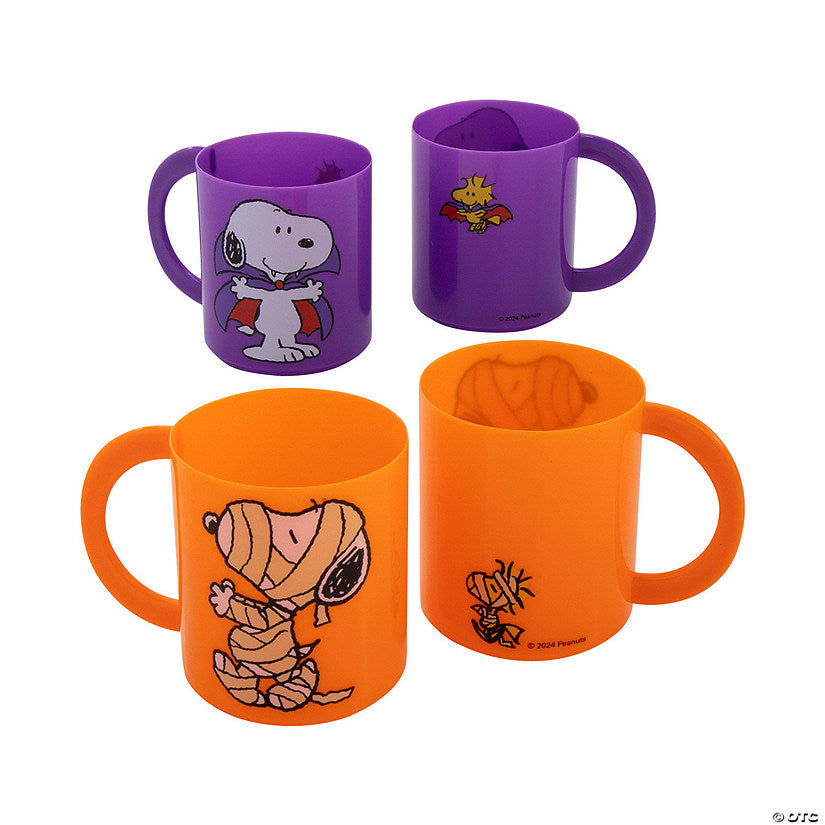8 oz. Peanuts Halloween Snoopy Woodstock Plastic Mugs - 12 Pc. | USA Decoration®