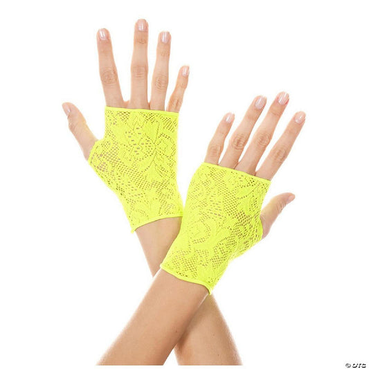 1 Piece(s): Music Legs 435-NGREEN Lace Gloves, Neon Green | USA Decoration®