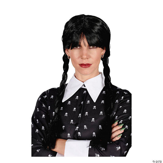 Wednesday Inspired Gothic Girl Black Braided Black Adult Costume Wig | USA Decoration®