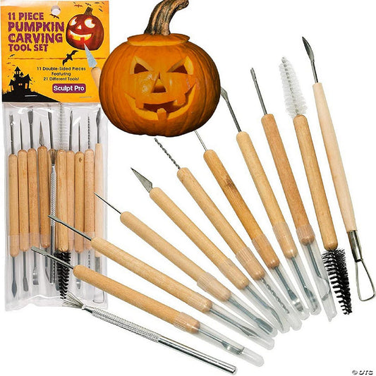 1 Count: Pumpkin Carving Kit (21 Tool Set) w 11 Double Sided Pieces - Halloween Professional Sculpting, Cutting and Carving Knife Supplies for Fall Jack-O-Lanterns, Pump | USA Decoration®