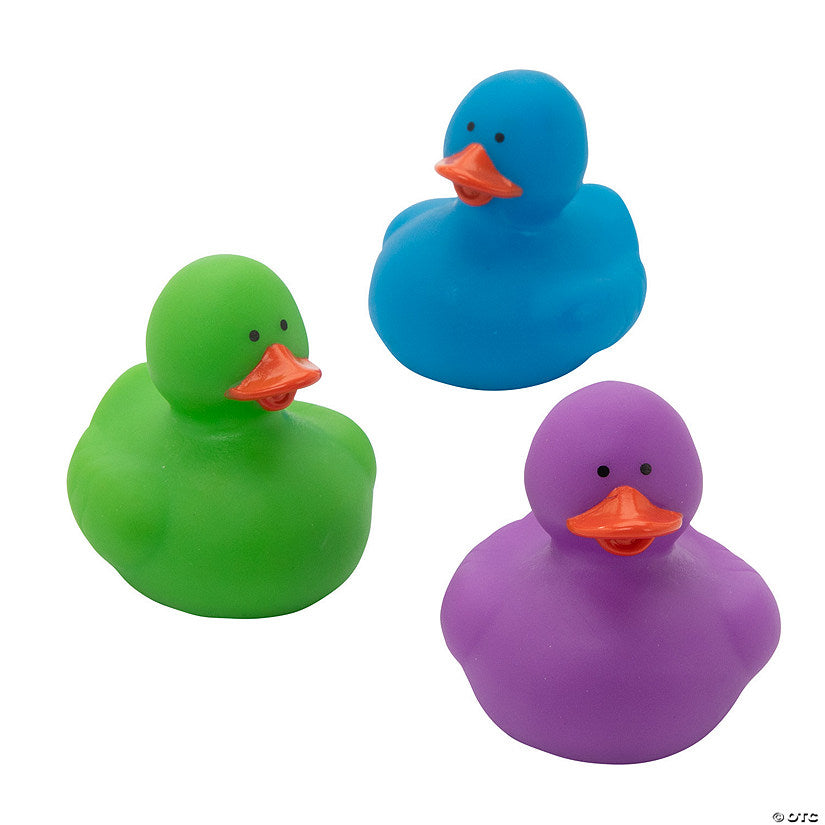 36 Piece(s): 2" Cool Color Vinyl Rubber Duck Assortment – 36 Pc. | USA Decoration®