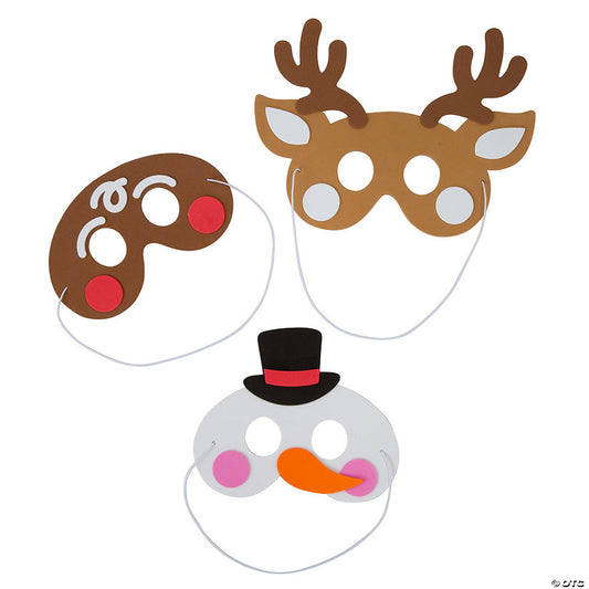 Per Dozen: 7 3/4" – 10 1/4" Classic Christmas Character Foam Masks - 12 Pc. | USA Decoration®