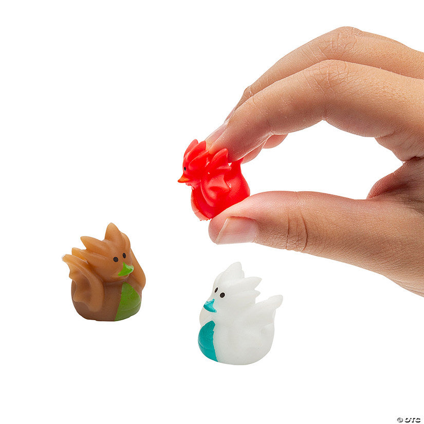 24 Piece(s): 1/2" Micro Winged Dragon Brown, Red & White Rubber Ducks - 24 Pc. | USA Decoration®