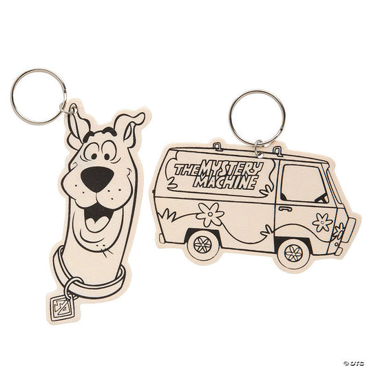 2 1/4" – 3 3/4" Color Your Own Unfinished Wood Scooby-Doo!™ Mystery Machine Keychains - 12 Pc. | USA Decoration®