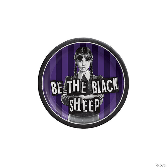 7" Wednesday Addams™ Party Be the Black Sheep Paper Dessert Plates - 8 Ct. | USA Decoration®