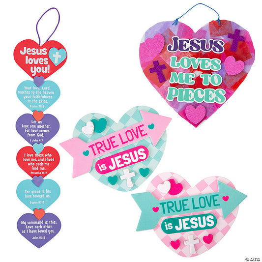 Religious Valentine Hearts Craft Kit Assortment - Makes 36 | USA Decoration®