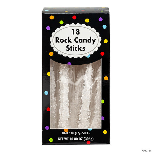 8" 10.8 oz. Bright White Rock Candy Sticks - 18 Pc. | USA Decoration®