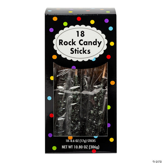 8" 10.8 oz. Black Color Rock Candy Sticks - 18 Pc. | USA Decoration®