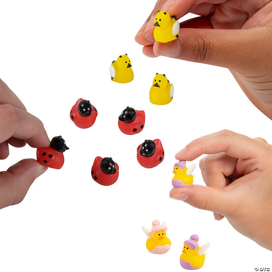 72 Piece(s): 1/2" Bulk 72 Pc. Micro Garden-Themed Rubber Duck Assortment | USA Decoration®