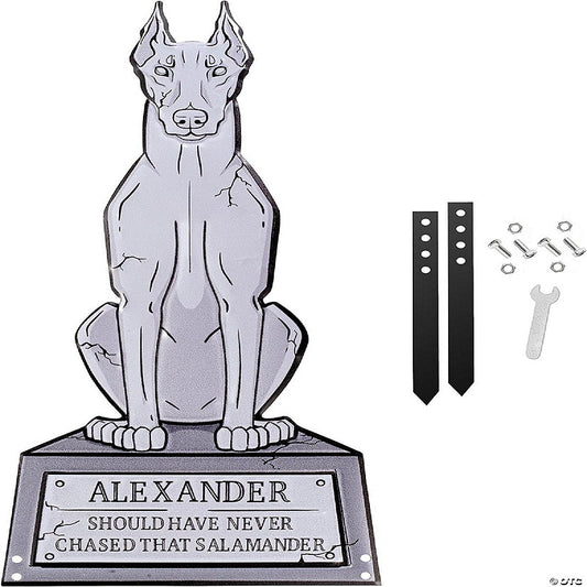 SCS Direct 3D 17" Metal Ghost Tombstone- Alexander-Weather Rust Proof, UV Printed-Upgrade Your Halloween Spooky Mansion Party, Haunted Cemetery Lawn Decor | USA Decoration®
