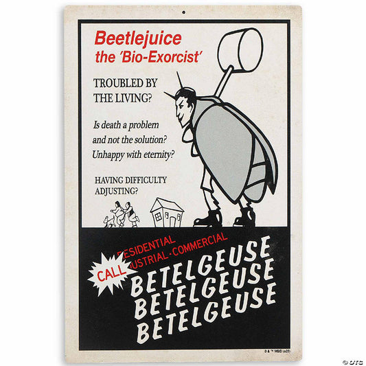 Warner Brothers 11x7 Warner Bros. Beetlejuice The Bio-Exorcist Ad Hanging Metal Sign | USA Decoration®