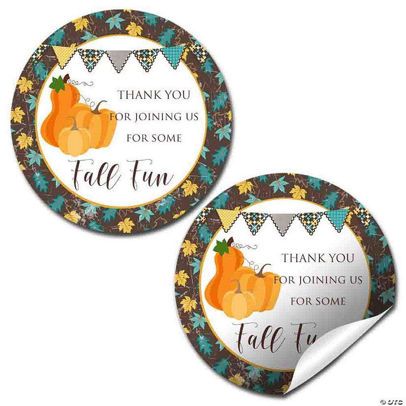 40 Piece(s): AmandaCreation Fall Pumpkins & Teal Leaves Envelope Seals 40pc. | USA Decoration®