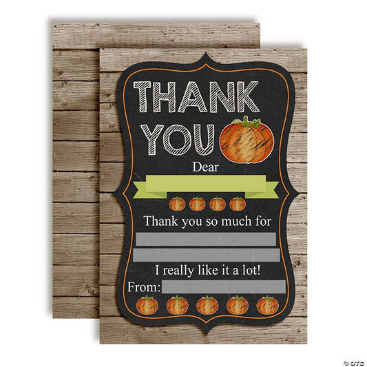 20 Piece(s): AmandaCreation Chalkboard Pumpkin Thank You Cards 20pcs. | USA Decoration®