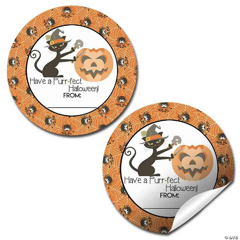 40 Piece(s): AmandaCreation Cat with Pumpkin Envelope Seals 40pc. | USA Decoration®