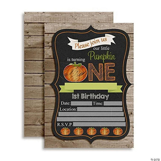 40 Piece(s): Pumpkin 1st Birthday Invitations 40pcs. by AmandaCreation | USA Decoration®