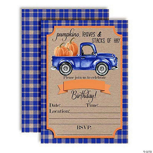 40 Piece(s): Blue Truck Pumpkins Invitations 40pc. by AmandaCreation | USA Decoration®