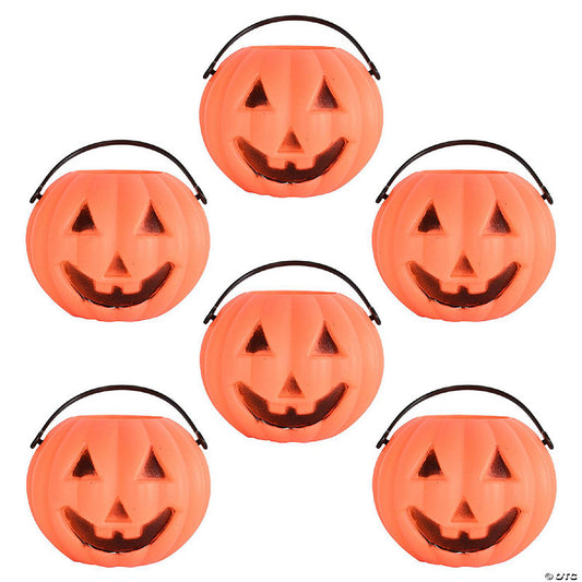 1 Set(s): Beistle - Plastic Miniature Pumpkin Buckets - 12 Pack | USA Decoration®