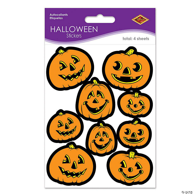 1 Set(s): Beistle - Jack-O-Lantern Stickers - 12 Pack | USA Decoration®