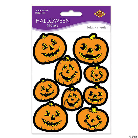 1 Set(s): Beistle - Jack-O-Lantern Stickers - 12 Pack | USA Decoration®