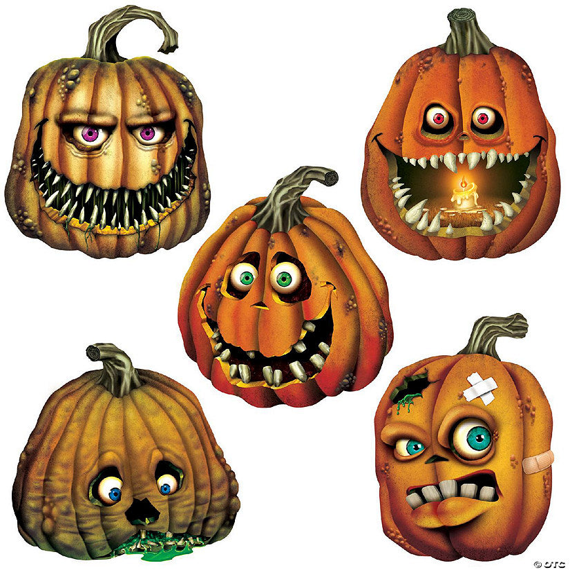 1 Set(s): Beistle - Creepy Jack-O-Lantern Cutouts - 12 Pack | USA Decoration®