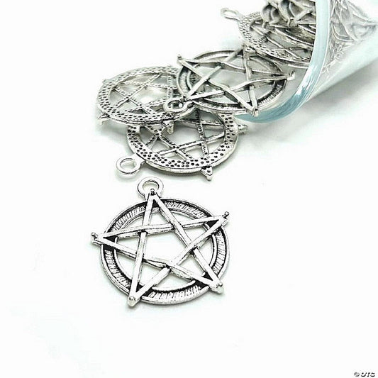 20 Piece(s): 20 Pcs Silver Pentacle Witch Charms | USA Decoration®