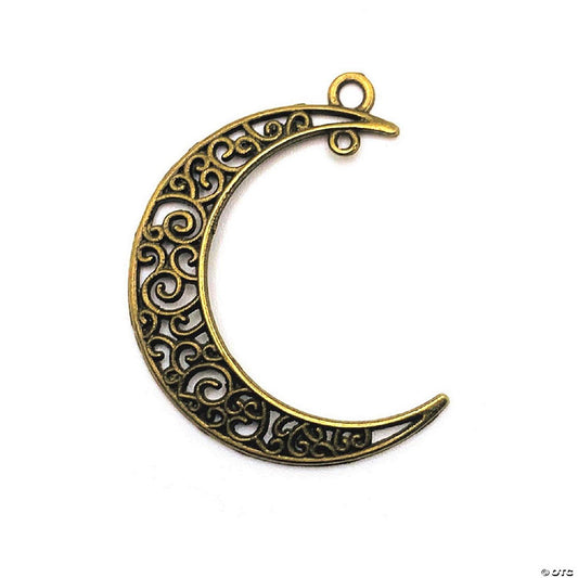20 Piece(s): 20 Pcs Bronze Moon Double Hoop Charms | USA Decoration®