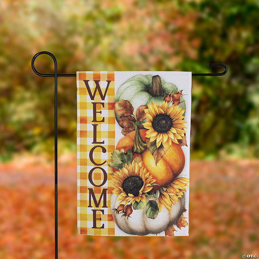 1 Piece(s): Pumpkins and Sunflowers Welcome Fall Harvest Outdoor Garden Flag - 18" x 12.5 | USA Decoration®
