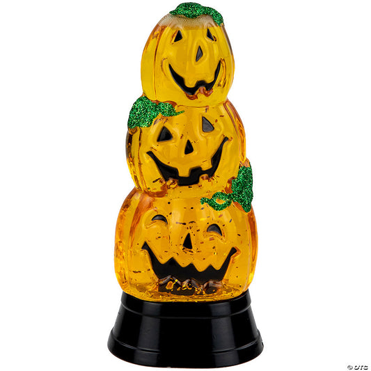 1 Piece(s): 14.75" LED Lighted Stacked Jack O' Lanterns Halloween Snow Globe | USA Decoration®