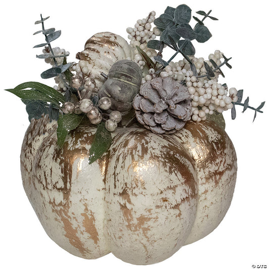 1 Piece(s): 9" White and Gold Pumpkins Fall Harvest Arrangement | USA Decoration®