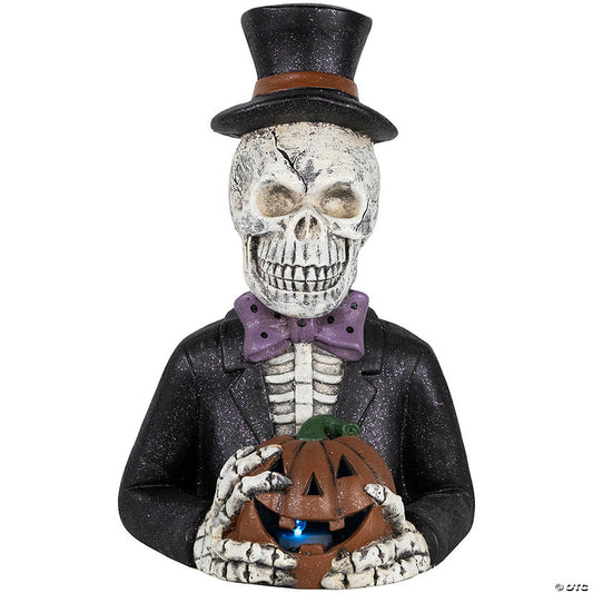 1 Piece(s): 23.5" LED Lighted Skeleton with Jack-O-Lantern Halloween Decoration | USA Decoration®